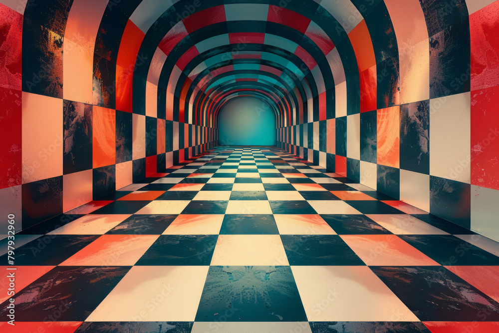 Leinwandbilder design a vector artwork featuring a checkerboard with subtle color gradations that fool the eye into