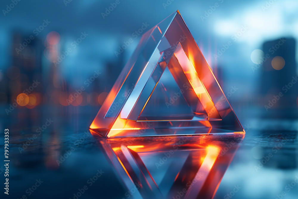 Poster a vector artwork depicting a penrose triangle, offering an impossible geometric form to challenge vi