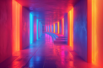 A modern art deco design using neon colors to highlight geometric elegance,