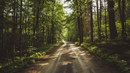 view Beautiful road route between forests