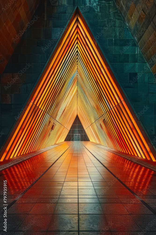 Leinwandbilder an image featuring stripes that intersect at acute angles, creating the appearance of a pyramid view