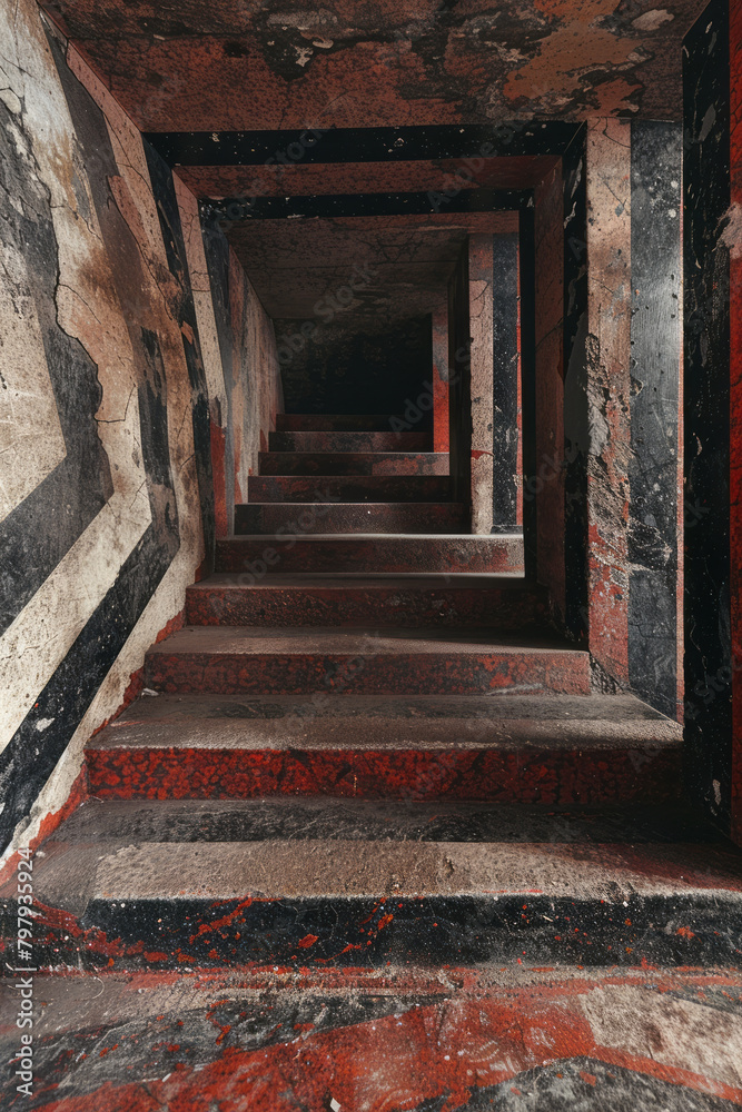 Leinwandbilder an image featuring stripes that intersect at acute angles, creating the appearance of a pyramid view