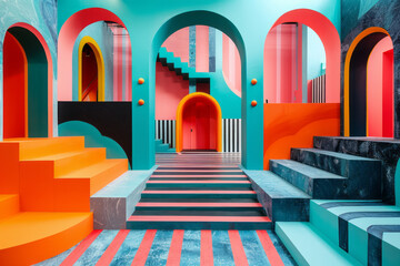 A playful design where stripes morph into familiar shapes and objects as the viewerâ€™s perspective changes,