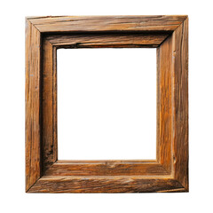 A portrait photo frame mockup with a thin border of polished walnut wood isolate on transparent png.