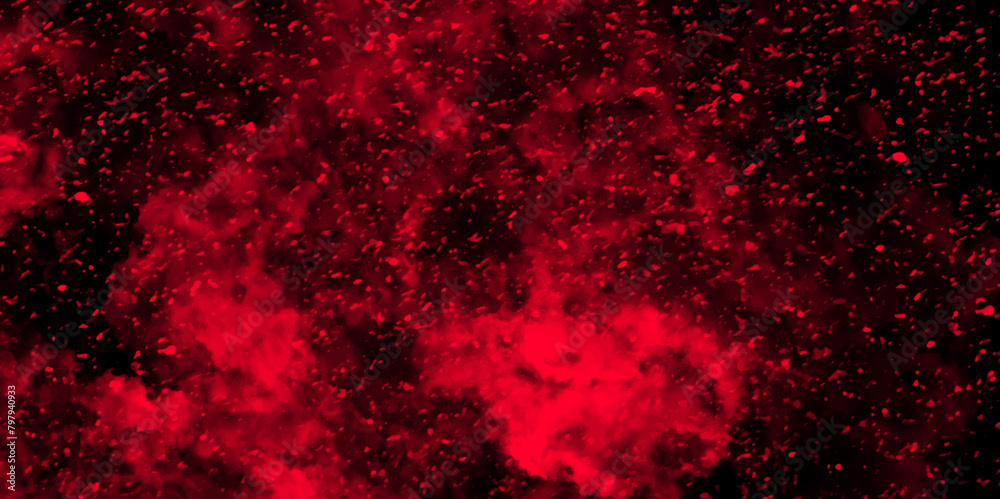 Aufkleber Abstract dynamic particles with soft Red clouds on dark background. Defocused Lights and Dust Particles. Watercolor wash aqua painted texture grungy design.	