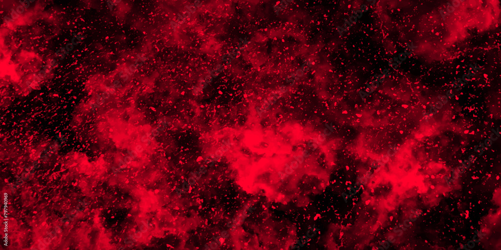 Aufkleber Abstract dynamic particles with soft Red clouds on dark background. Defocused Lights and Dust Particles. Watercolor wash aqua painted texture grungy design.	