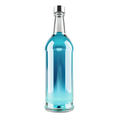 Bottle of alcohol, light silver and cyan isolate on transparent png.
