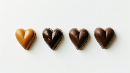 Four chocolate hearts set apart against a white background perfect for celebrating St Valentine s Day - Powered by Adobe
