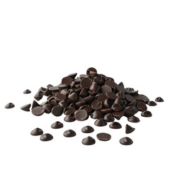 Naklejka premium A small pile of chocolate chips isolate on transparent png.