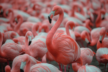 Naklejka premium pink flamingo on the beach