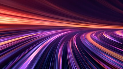 Abstract digital art with flowing lines in vibrant shades of purple, pink, and orange on a dark background.