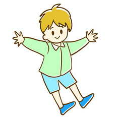 笑顔でジャンプする男の子のイラスト