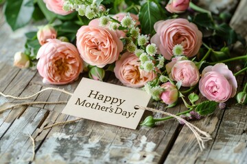 Mother's day greeting card. with roses.