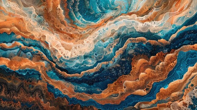 Abstract fluid art in peach, brown and blue colors with swirling patterns reminiscent of the Grand Canyon's canyon walls, Wallpaper Pictures, Background Hd