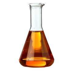 Conical flask with liquid  isolate on transparent png.
