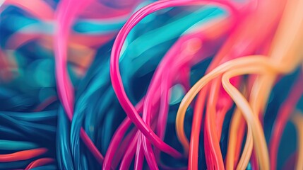 Background of colorful electrical cables - obrazy, fototapety, plakaty