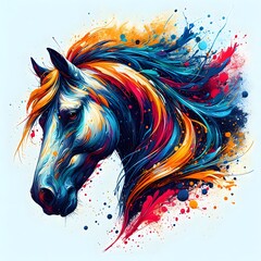 A horse with splashes of paint surrounding t-shirt design