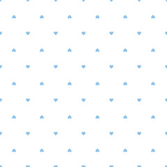 Seamless pattern of cute blue hearts. Background, valentines day, kids, wrapping paper. Vector illustration