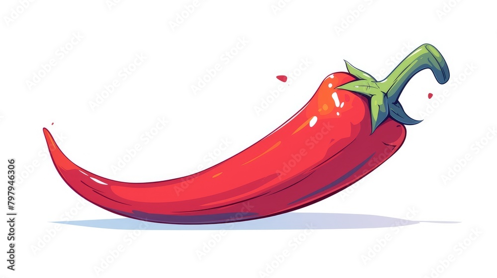 Poster A premium isolated 2d illustration of a chili pepper icon designed with a fun and vibrant cartoon style perfect for representing food and nature concepts