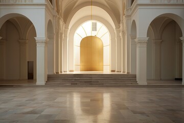 Empty scene of church architecture building flooring. - Powered by Adobe