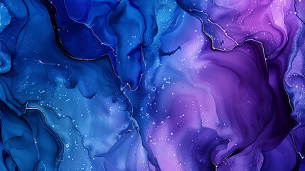 A bold alcohol ink background in electric blue and vibrant violet, creating a striking abstract...