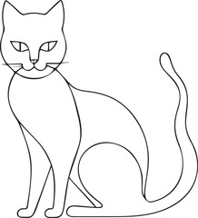 Minimalist Line Art of Cat - Animal Outline Illustration