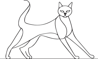 Minimalist Line Art of Cat - Animal Outline Illustration