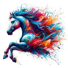 A horse with splashes of paint surrounding t-shirt design