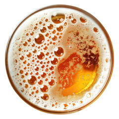 Glass of beer with bubble top view isolated on transparent background Remove png, Clipping Path, pen tool
