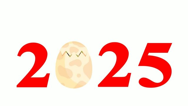 Happy 2025 year isolated on the white background with the snake egg