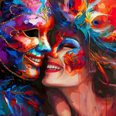 ai art  colorful couple, ai generated.