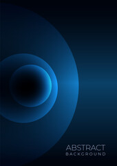 Dark blue abstract modern vertical background with glowing sphere shapes. Cover design template. Vector illustration