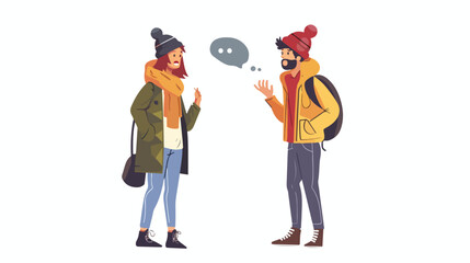 Cartoon trendy male talking with hipster girl vector