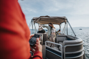 Friends gather on a private boat, basking in the warmth of the sun while surrounded by the...