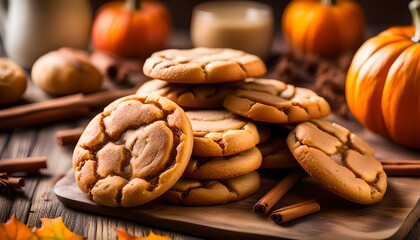Fall snickerdoodle cookies with pumpkin and cinnamon

