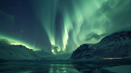 A mesmerizing display of the Northern Lights painting the dark sky.