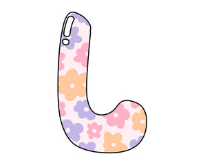 Cute Floral Alphabet Clipart L, Colorful Floral Font L, Flowers Doodle letters, Hand Drawn Doodle Alpha Patterned, Balloon Letter, Bubble Font.