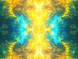 Mystical dance of light and color in symmetrical patterns.