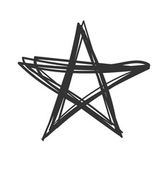 PNG, Hand Drawn star doodles set. Sketch style icons. Set of black handmade stars in doodle style on a white background.
