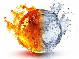 Elemental clash: water meets fire in a dynamic dance.