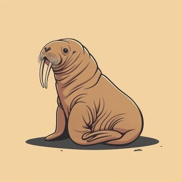 recommend clip art: walrus cartoon flat illustration minimal line art