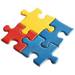 Obraz premium Coloured jigsaw pieces isolate on transparent png. 
