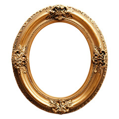 Fancy gold frame isolate on transparent png.