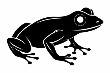Hand Drawn Frog Silhouette Isolated On White Background. Vector Illustration In Flat Style