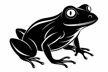 Hand Drawn Frog Silhouette Isolated On White Background. Vector Illustration In Flat Style