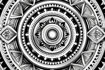 Intricate Circular Design in Black and White