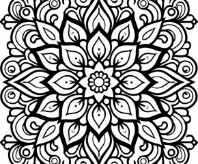 Detailed Black and White Flower Drawing