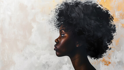 black woman painting with copy space for text