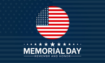 Memorial Day pride holiday vector illustration. Remembrance patriotic template for banner, card, background.