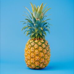 A pineapple against a blue background, in the style of professional photography,-Enhanced